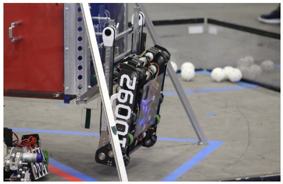Nightwing, the 2018 to 2019 FTC robot climbing on the field
