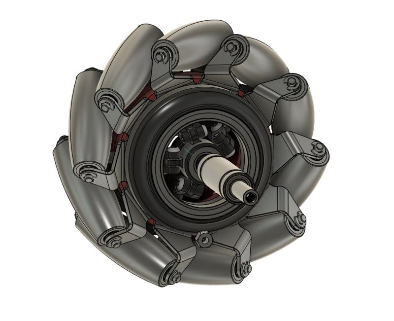 Front CAD view of the mecanum wheel mechanism